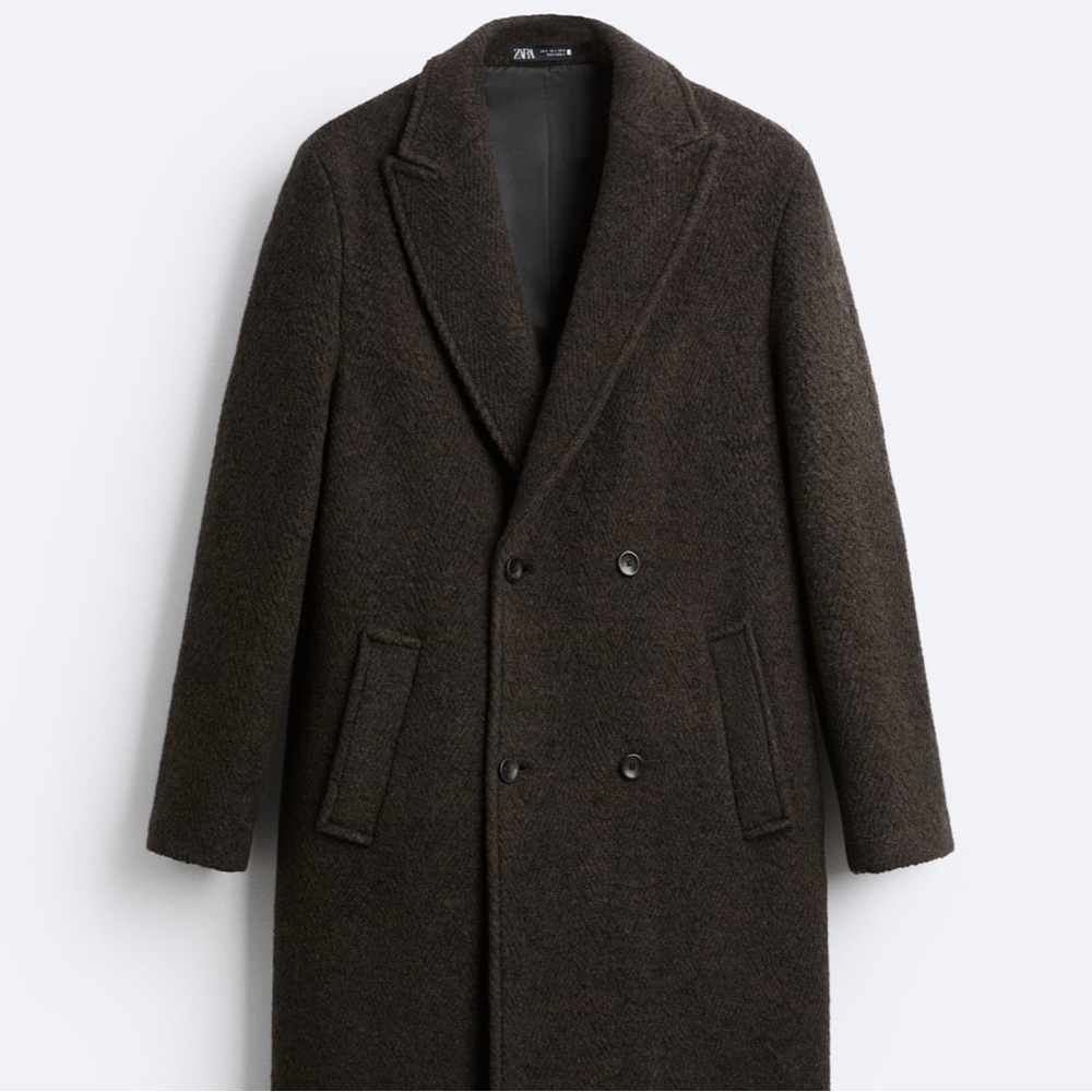 Zara Men's Double-Breasted Brown Trench Coat